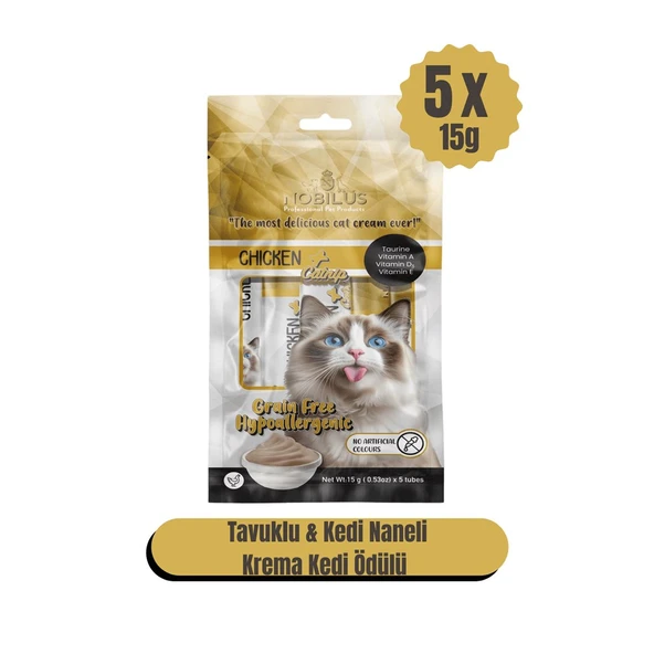 Nobılus Tavuk Ve Kedi Naneli Kedi Krema Ödülü 5x15g ürün görseli 1