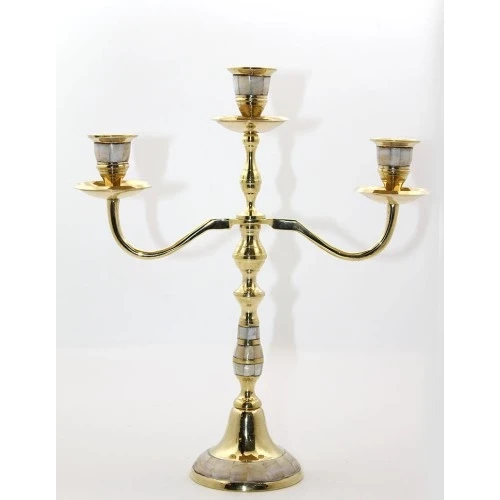 Pirinç Sedefli 3'lü Şamdan Model 2 ürün görseli 1