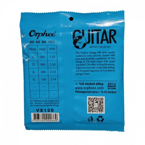 Orphee VX120 Bas Gitar Teli 4 telli 40-100 - Resim 2