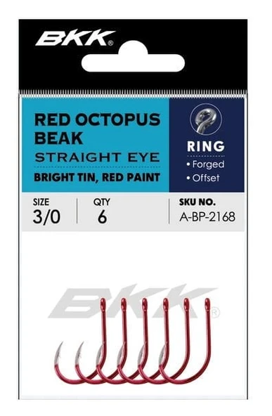 BKK Red Octopus Beak Straight Eye Olta İğnesi  4/0 ürün görseli 1