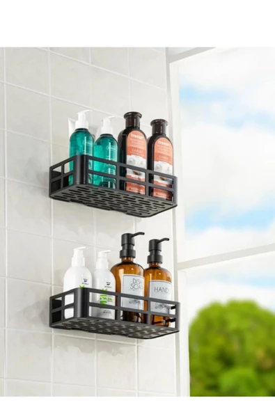2’li banyo organizer düzenleyici yapışkanlı raf ürün görseli 1
