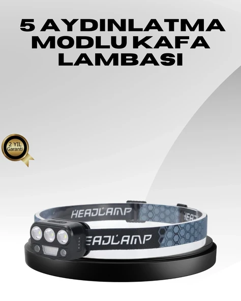 USB Şarjlı LED Kafa Lambası 300 Lümen Güç Göstergeli ürün görseli 1