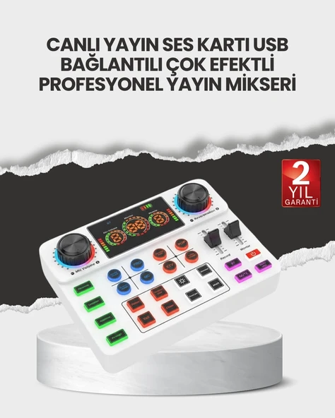 Çok Efektli Canlı Yayın Ses Mikseri USB ve Kablosuz Uyumlu ürün görseli 1