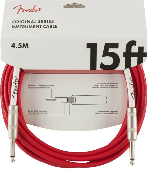 Fender OR CBL 15 FRD Original Fiesta Red 4,5 Metre Gitar Kablosu ürün görseli 1