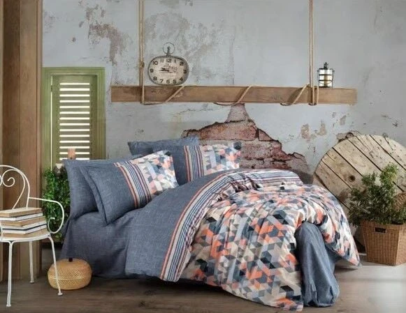 Kingsize Poplin Nevresim Arella Oranj ürün görseli 1