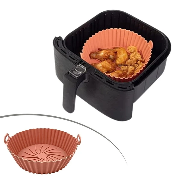 Renkli Isıya Dayanıklı Yıkanılabilir Silikon Fırın Ve Airfryer Yuvarlak Model Pişirme Matı 20 Cm ürün görseli 1