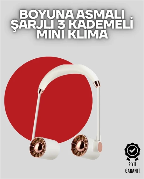 Boyuna Asılan Taşınabilir Küçük Fan | Turbo Motor, 5 Kanat, Katlanabilir Gövde ürün görseli 1