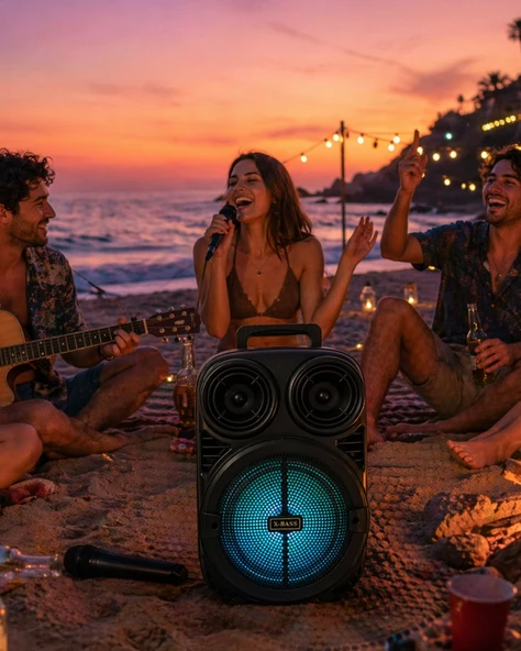 Taşınabilir Bluetooth Speaker Mikrofonlu Karaoke Hoparlör RGB Işıklı 6.5 İnç Güçlü Ses ürün görseli 1