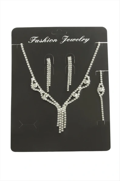 Sallantılı Taşlı Set Kolye ürün görseli 1