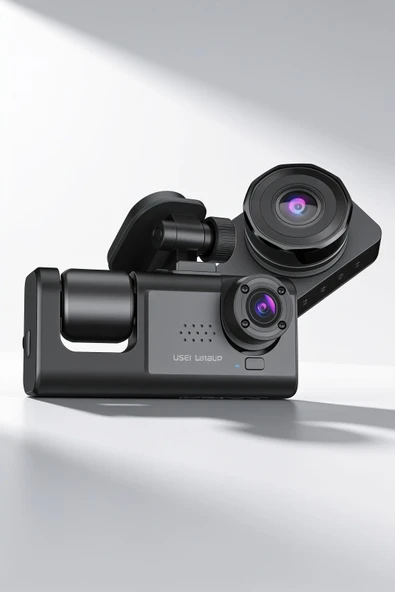 Gece Görüşlü 3 Kameralı Araç İçi Kamera Geri Görüş Destekli Dashcam ürün görseli 1