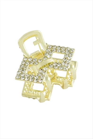 Kare Taşlı Minik Metal Mandal Toka 2,5 cm ürün görseli 1