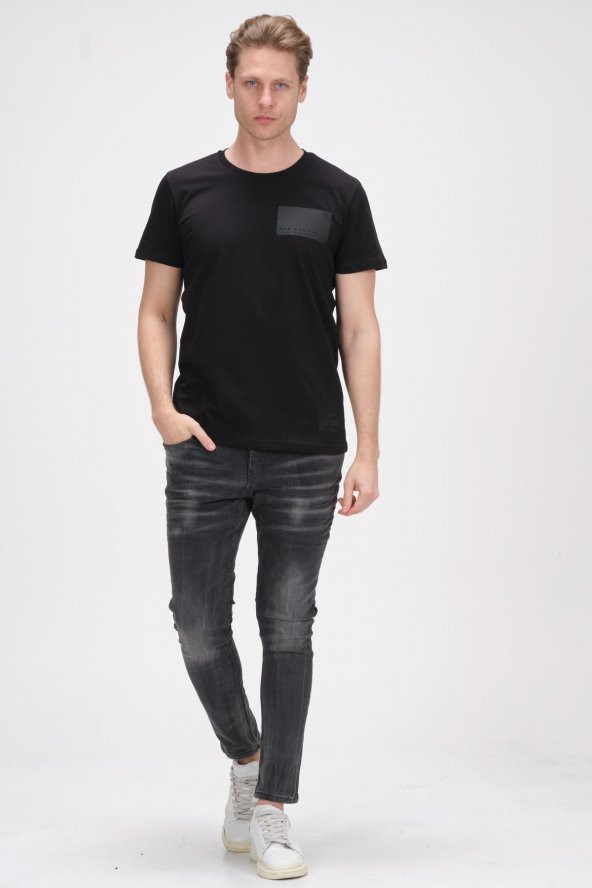 Erkek Bisiklet Yaka Pamuklu Kısa Kollu Basic T-Shirt - Resim 7