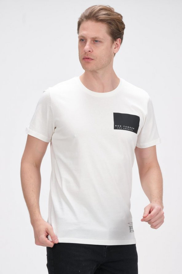 Erkek Bisiklet Yaka Pamuklu Kısa Kollu Basic T-Shirt - Resim 9