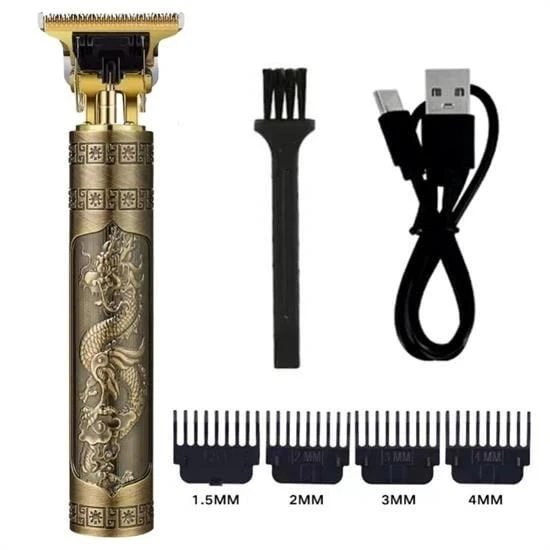 Vintage Görünümlü Güçlü 4 Farklı Başlıklı USB ŞarjlI Manuel Tıraş Makinası ürün görseli 1