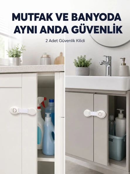 2'li Dolap ve Çekmece Güvenlik Kilidi Seti ürün görseli 1