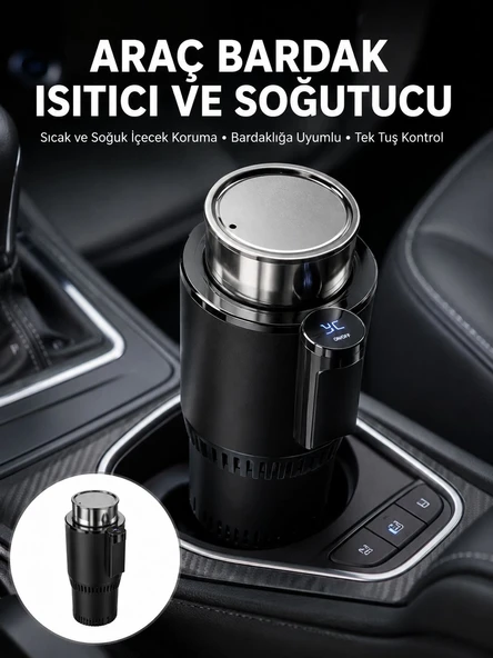 Isıtma Soğutma Özellikli Araç Bardaklığı Çakmak Girişli Akıllı Yeni Nesil ürün görseli 1