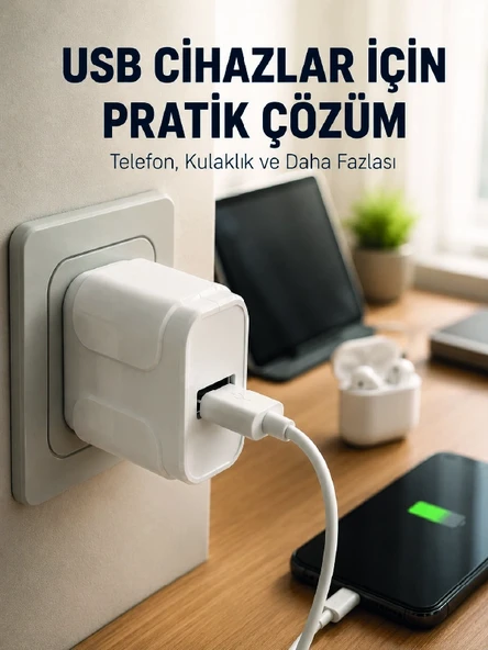 12W USB Şarj Adaptörü 5V 2.4A Hızlı ve Güvenli Şarj Başlığı ürün görseli 1