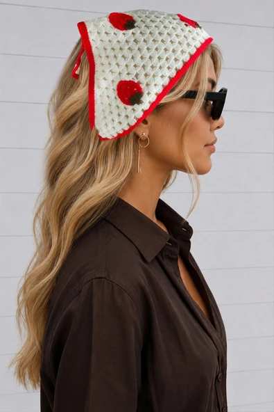 Çilek Örme Bohem Bandana ürün görseli 1