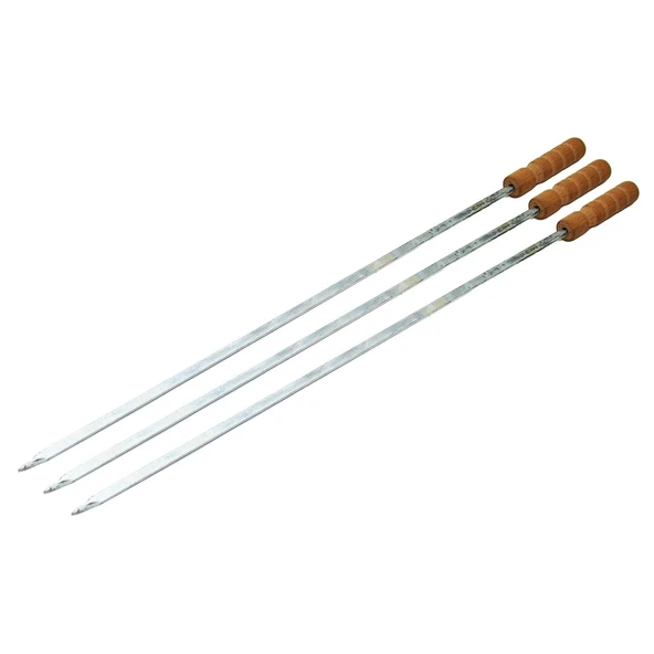 Ahşap Saplı Tavuk Şişi - Dar Yassı - Metal - 50 cm ürün görseli 1