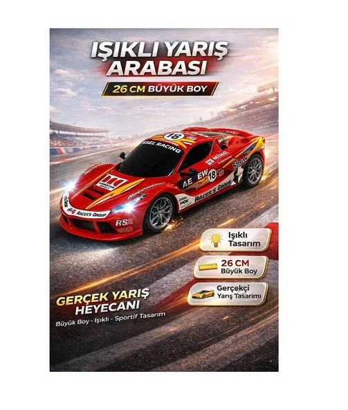 25 cm Uzaktan Kumandalı Şarjlı Yarış Arabası 7286 ürün görseli 1