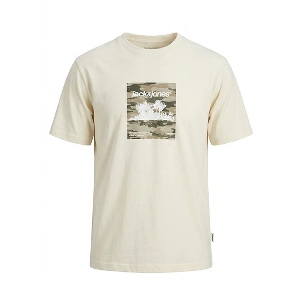 Jack&Jones 12289924 0 Yaka Erkek Tshirt - Krem ürün görseli 1