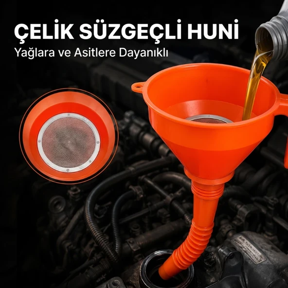 Çelik Süzgeçli Huni - Spiralli ve Sabit Borulu - 2.2 Litre Kapasite ürün görseli 1