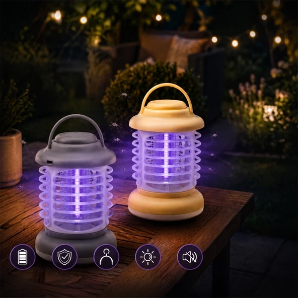 360° Korumalı UV Işıklı Sinek Kovucu - Kamp Tipi - Şarjlı Fener ürün görseli 1