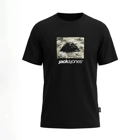 Jack&Jones 12289924 0 Yaka Erkek Tshirt - Siyah ürün görseli 1