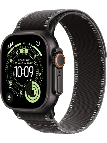 Apple Watch Ultra 3 GPS + Cellular 49mm Siyah Titanyum Kasa ve Siyah Kömür Trail Loop Kordon Akıllı Saat VİTRİN ürün görseli 1