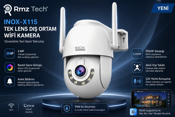 INOX X115 TEK LENS DIŞ ORTAM WİFİ KAMERA ürün görseli 1
