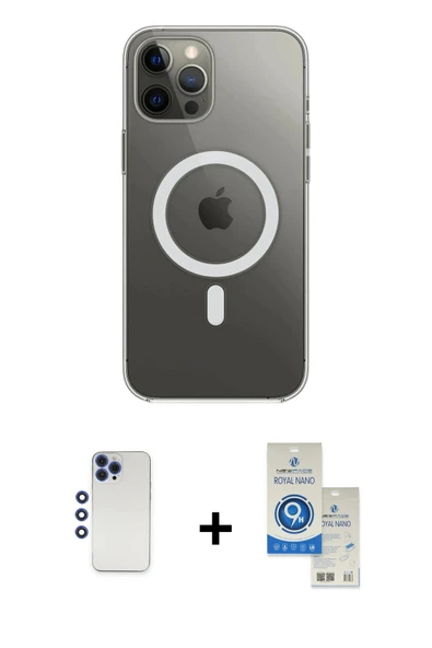 MARSİLYAN™- iPhone 12 Pro Max Kılıf Ahenk Yansıma Prime - Şeffaf Royal Nano Ekran Koruyucu + Shine Kamera Lens - LT ürün görseli 1
