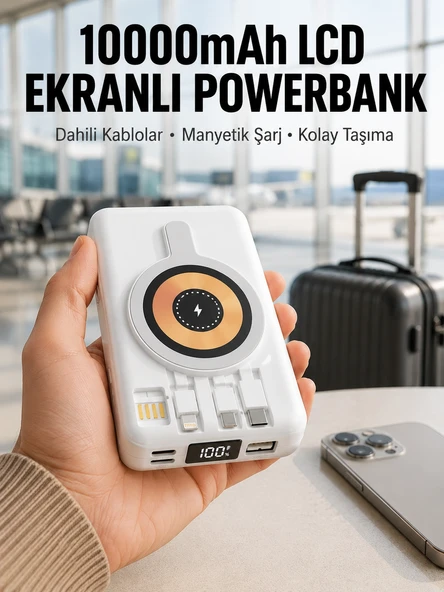 LCD Göstergeli Manyetik Powerbank Type C USB Girişli Yeni Nesil ürün görseli 1