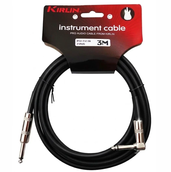 Kirlin IPCV-242B-3M-BK Enstrüman Gitar Kablosu 3 Metre. L Açılı Kablo Str-Ang ürün görseli 1