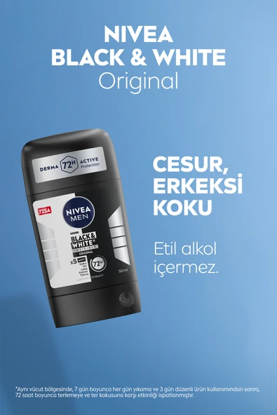 Nivea MEN Erkek Stick Deodorant Black&White İnvisible Orginal,72 Saat Anti Perspirant Koruma,Leke Karşıtı ürün görseli 1