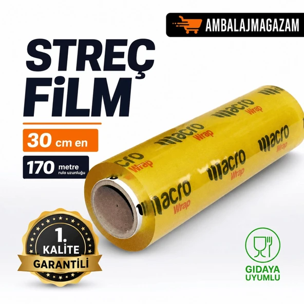 170 Metre Macro Streç Film - 30 cm en - Gıdaya Uygun ürün görseli 1