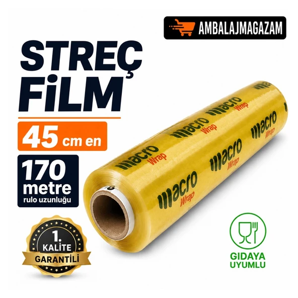 170 Metre Macro Streç Film - 45 cm en - Gıdaya Uygun ürün görseli 1