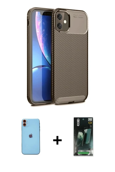MARSİLYAN™- iPhone 11 Kılıf Eksen Form Prime - Şeffaf 360 Full Body Arka Koruyucu + Neon Fosforlu Kamera Lens - TU ürün görseli 1