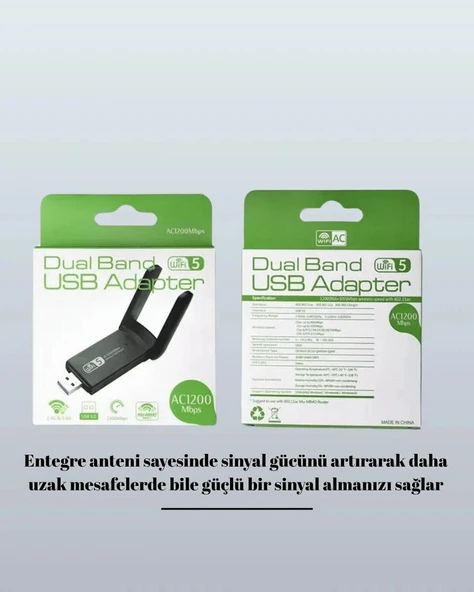 USB WiFi Adaptör – 1200 Mbps Hız - Resim 4