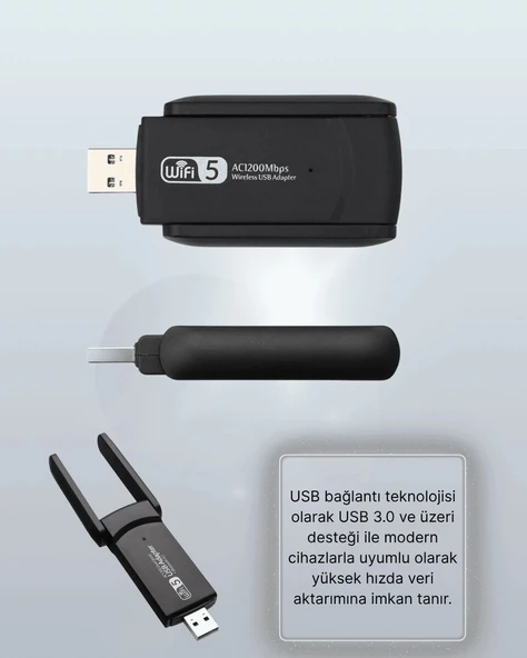 USB WiFi Adaptör – 1200 Mbps Hız - Resim 5