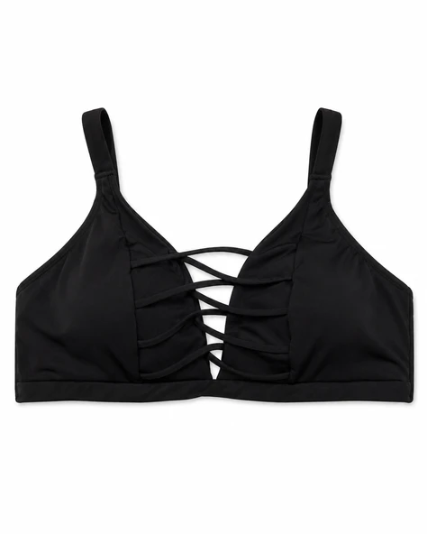 Büyük Beden İp Detaylı Toparlayıcı Ayarlanabilir Askılı Kadın Bikini Üst ürün görseli 1