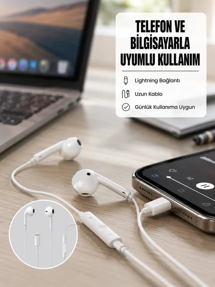 Yüksek Ses Kaliteli Mikrofonlu Kablolu Kulak İçi Kulaklık Yeni Nesil ürün görseli 1
