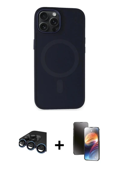 MARSİLYAN™- iPhone 15 Pro Max Kılıf Kutup Serisi - Siyah 3D Antistatik Mat Seramik Nano Ekran Koruyucu + Raze Metal Kame ürün görseli 1