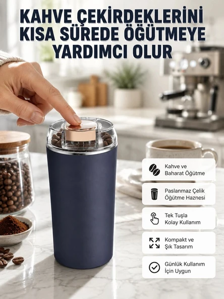 Kahve ve Baharat Öğütücü Kolay Temizlenebilir Paslanmaz Çelik Taşınabilir ürün görseli 1