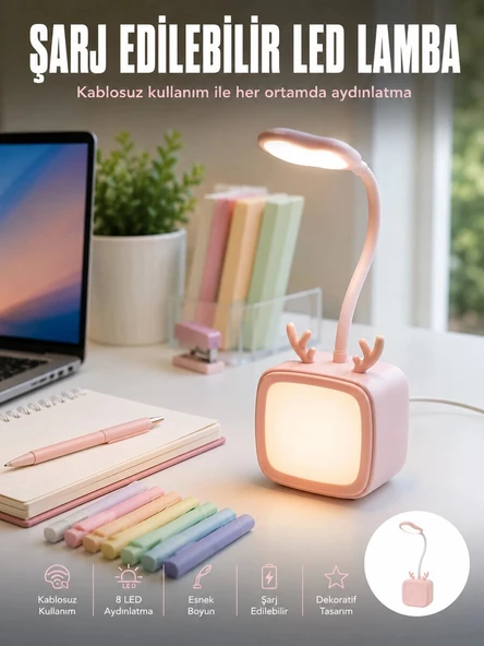 Esnek Gövdeli LED Masa Lambası Taşınabilir Gece Aydınlatması ürün görseli 1