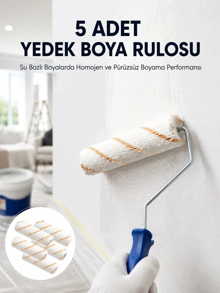 5’li Mini Rulo Boya Seti Duvar Tavan Emülsiyon Uygulama ürün görseli 1