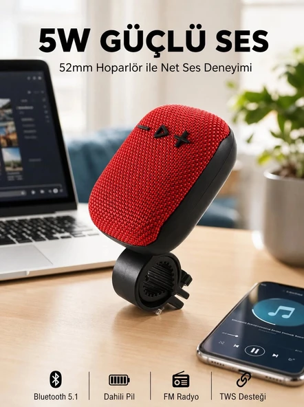 USB TF Kart ve FM Radyolu Bluetooth Hoparlör 5W ürün görseli 1