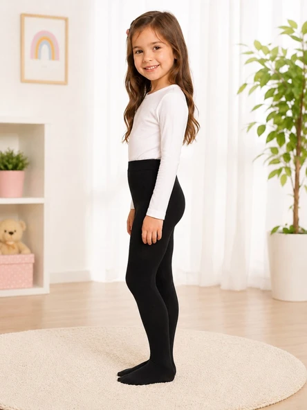 Kız Çocuk Siyah Külotlu Çorap - Resim 2