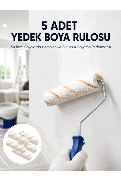 5’li Mini Rulo Boya Seti Duvar Tavan Emülsiyon Uygulama ürün görseli 1