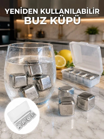 Hızlı Soğutma Özellikli Paslanmaz Metal Buz Küpü Takımı Yeni Nesil ürün görseli 1