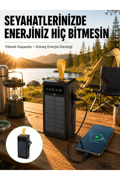Taşınabilir Güneş Panelli Powerbank Çoklu Cihaz Şarj Destekli Yeni Nesil ürün görseli 1
